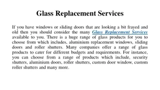 Glass Replacement Services