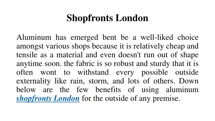 shopfronts london