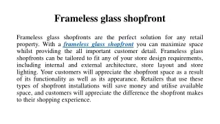 Frameless glass shopfront