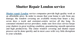 Shutter Repair London service