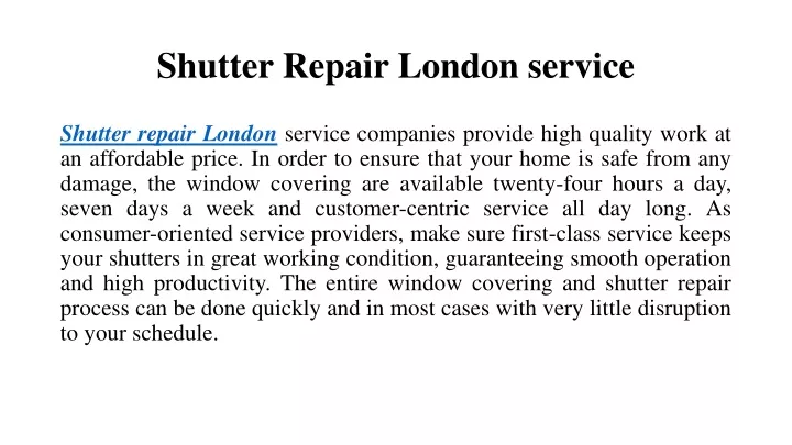 shutter repair london service