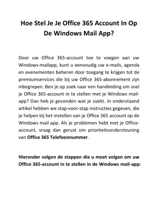 Hoe Stel Je Je Office 365 Account In Op De Windows Mail App Converted