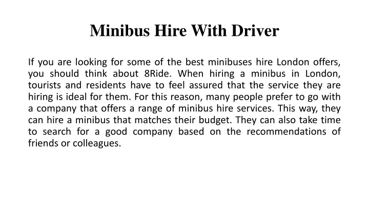 minibus hire with driver