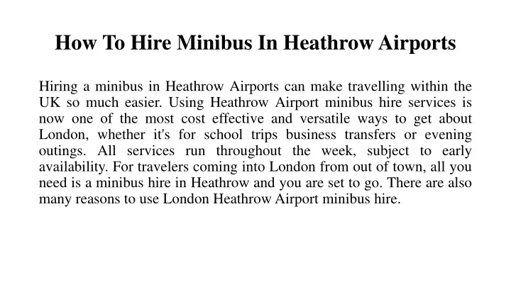 how to hire minibus in heathrow airports