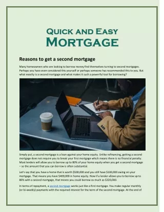 Reasons to get a second mortgage