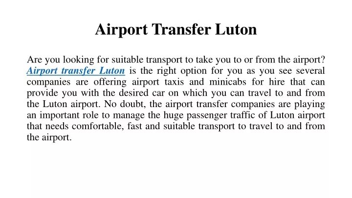 airport transfer luton