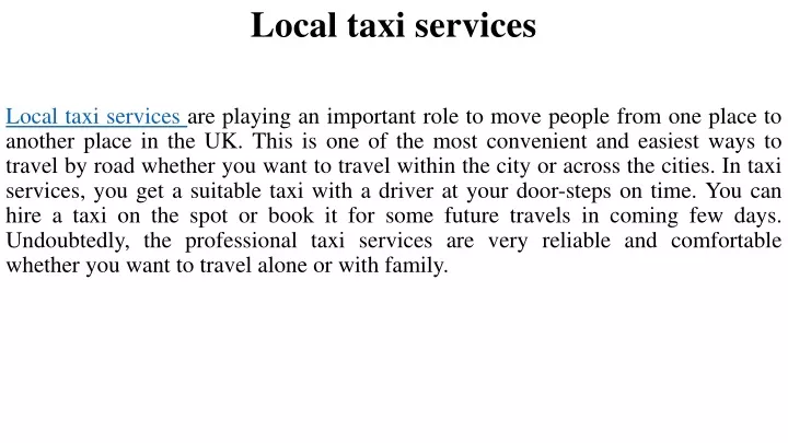 local taxi services