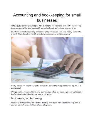 Accounting and bookkeeping for small businesses