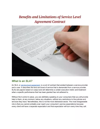 Benefits and Limitations of Service Level Agreement Contract