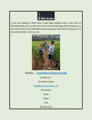 Small Wine Producers Guide | Thewinescribes.com