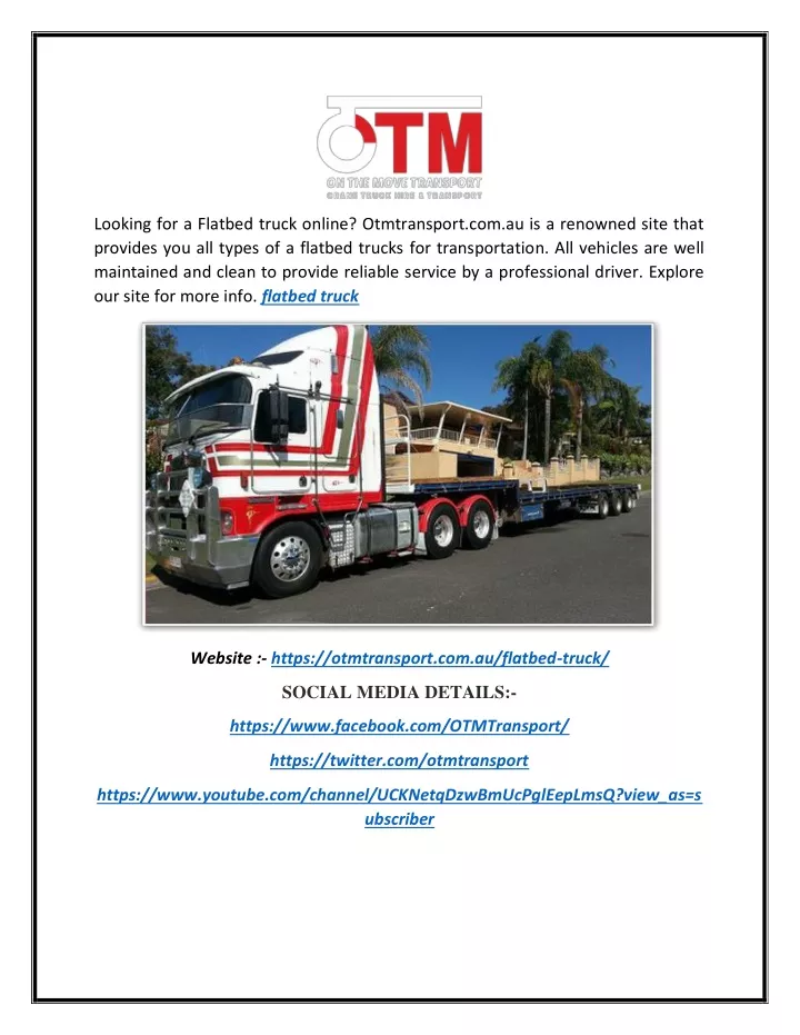 looking for a flatbed truck online otmtransport