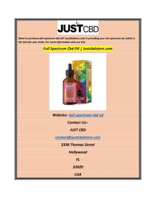 Full Spectrum Cbd Oil  Justcbdstore.com