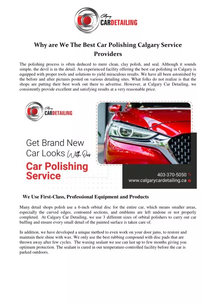 why are we the best car polishing calgary service