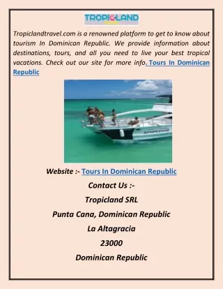 Tours In Dominican Republic s