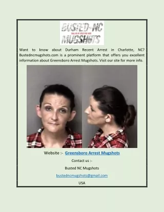 Want to know about Durham Recent Arrest in Charlotte, NC? Bustedncmugshots.com i
