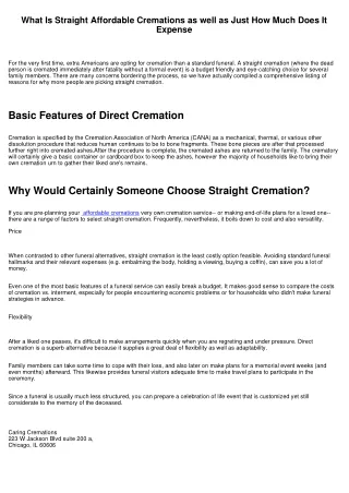what is straight affordable cremations as well