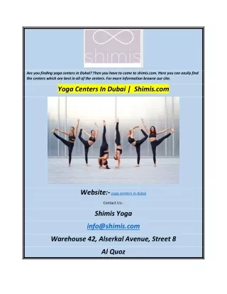 Yoga Centers In Dubai   Shimis.com