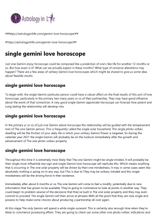 single gemini love horoscope