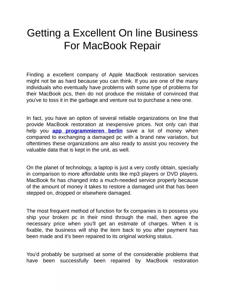 getting a excellent on line business for macbook