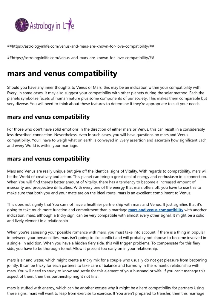 https astrologyinlife com venus and mars