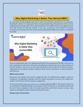 Why Digital Marketing is Better Than Normal MBA