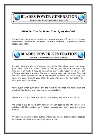 what do you do when the lights go out