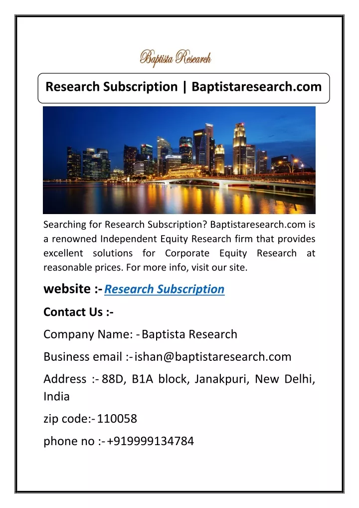 research subscription baptistaresearch com