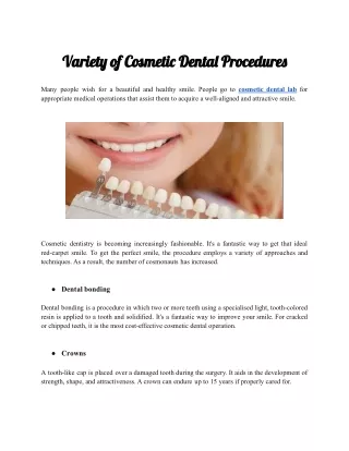 Variety of Cosmetic Dental Procedures