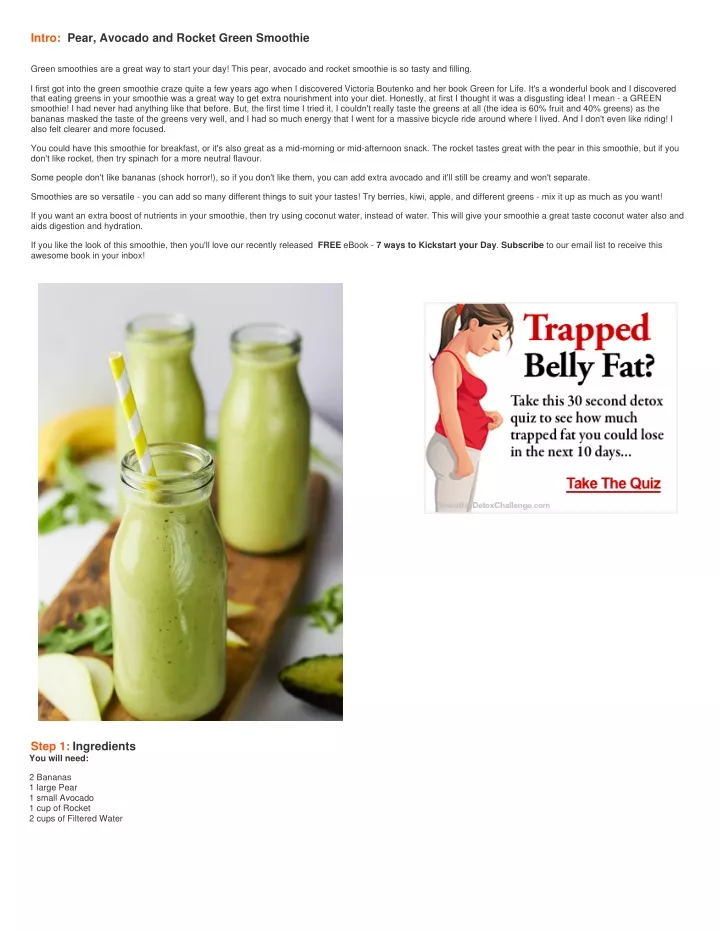 intro pear avocado and rocket green smoothie