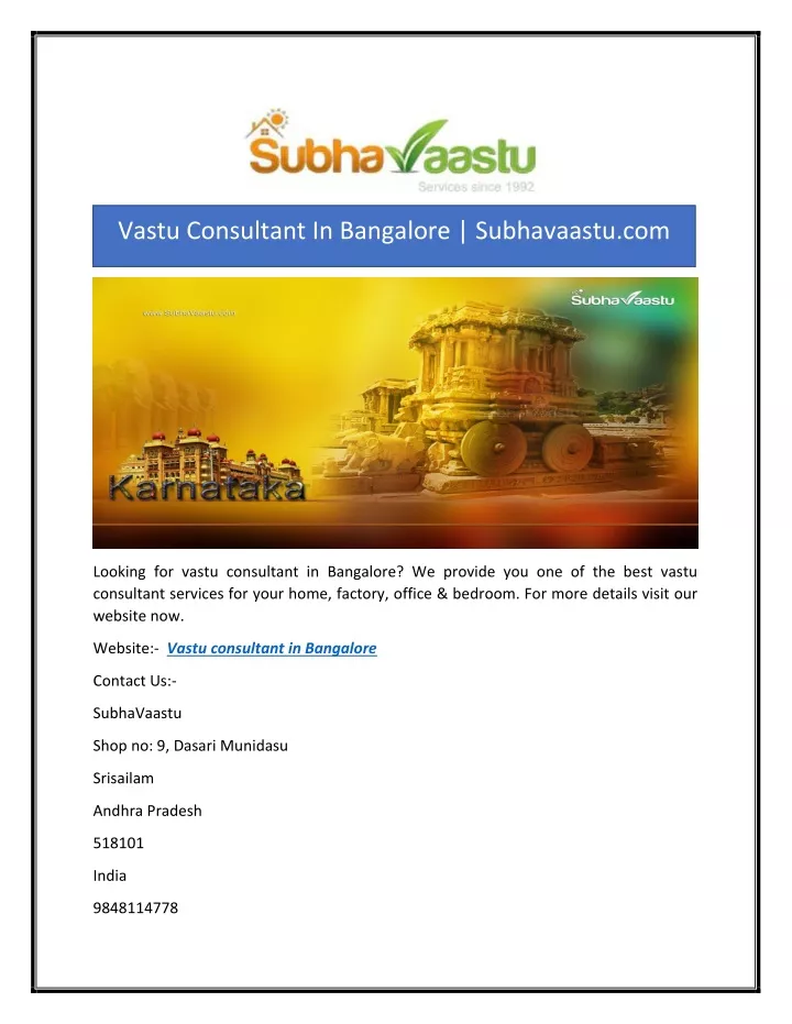 vastu consultant in bangalore subhavaastu com