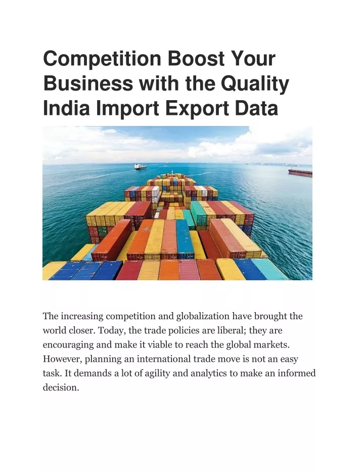 competition boost your business with the quality india import export data