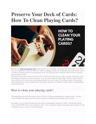 preserve your deck of cards how to clean playing