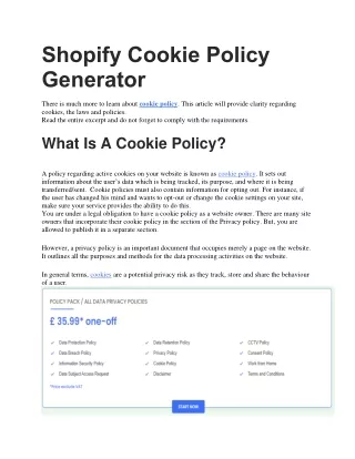 Shopify Cookie Policy Generator
