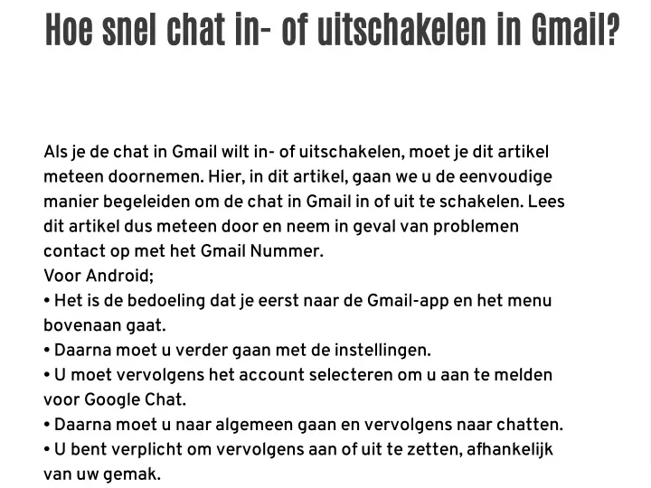 hoe snel chat in of uitschakelen in gmail