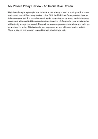my private proxy review an informative review