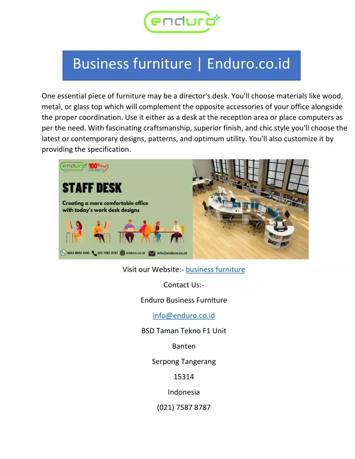 business furniture enduro co id