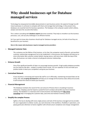why should businesses opt for database managed
