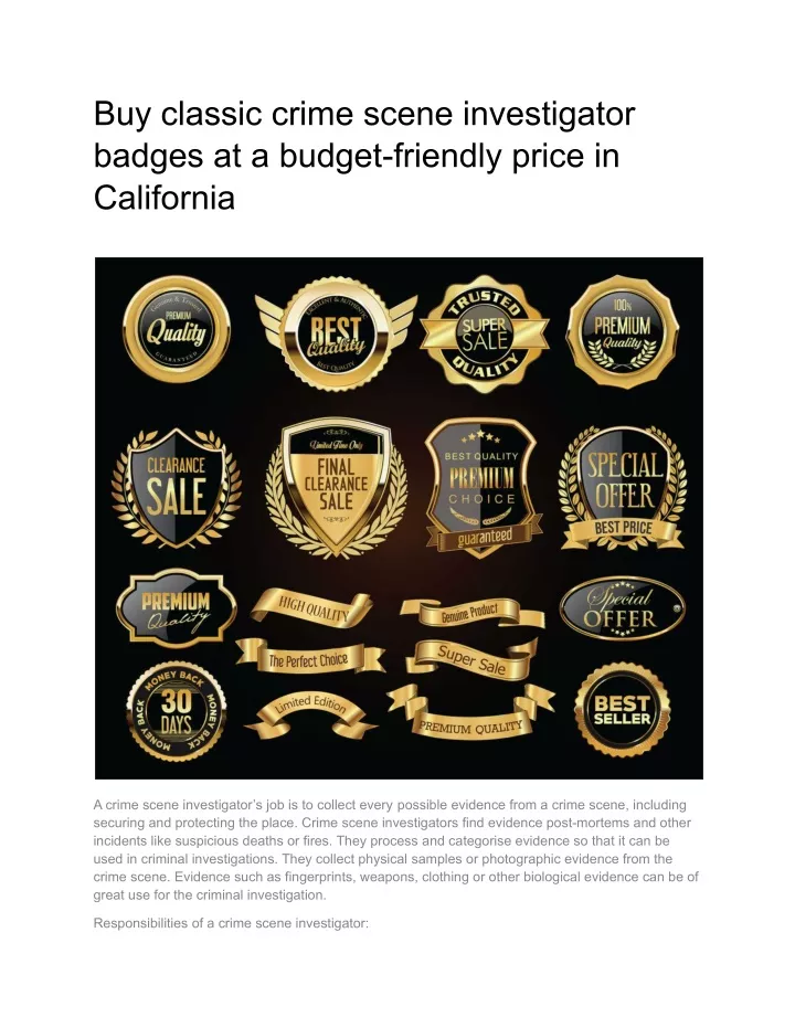 buy classic crime scene investigator badges