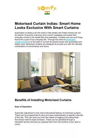 Motorised Curtain Indias: Smart Home Looks Exclusive With Smart Curtains