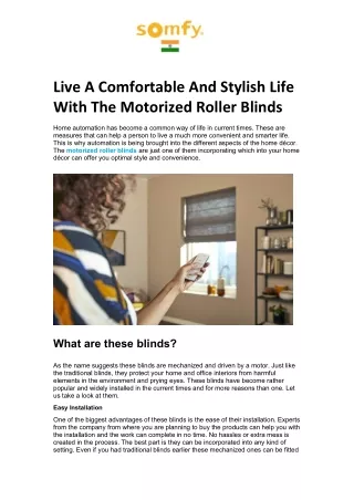 Live A Comfortable And Stylish Life With The Motorized Roller Blinds