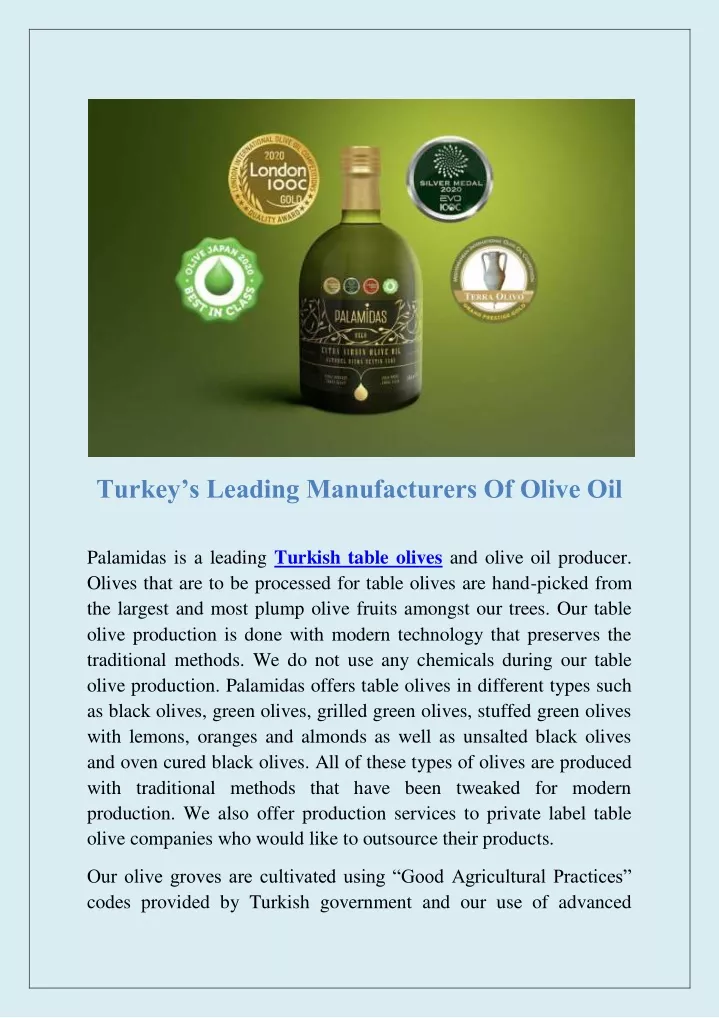 turkey s leading manufacturers of olive oil