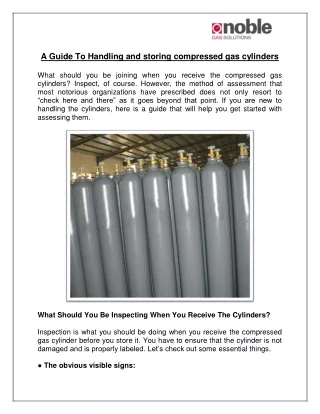A Guide To Handling and storing compressed gas cylinders