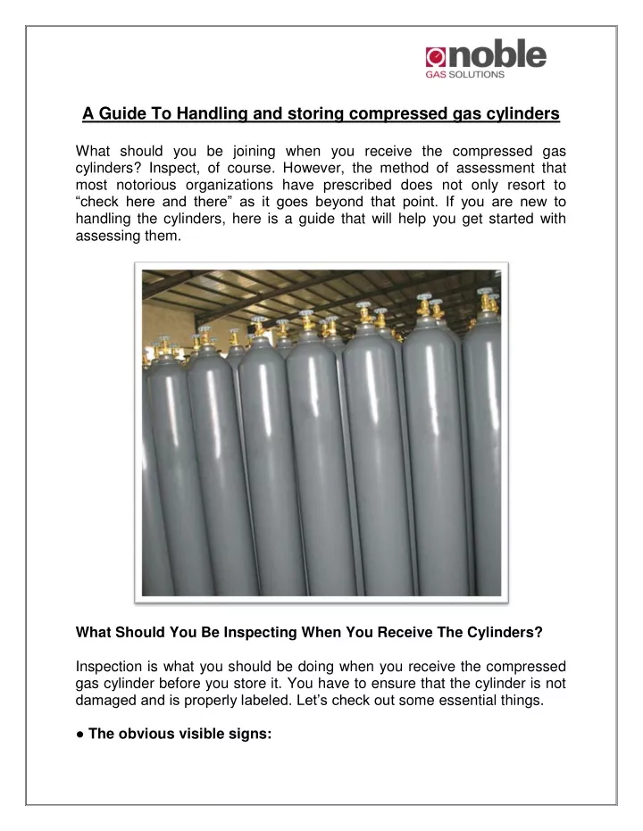 PPT - A Guide To Handling And Storing Compressed Gas Cylinders ...