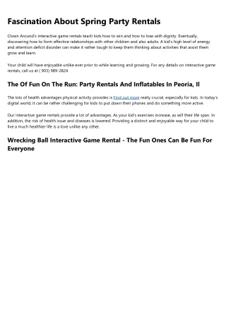 fascination about spring party rentals