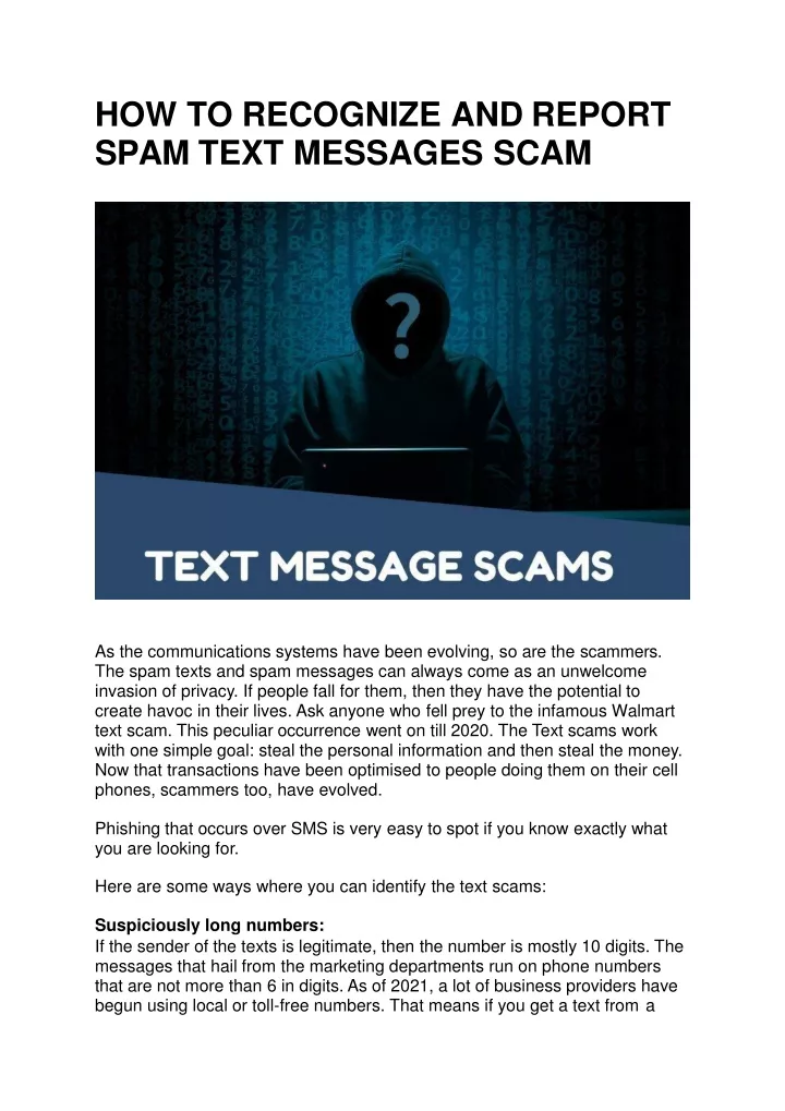 how to recognize and report spam text messages scam