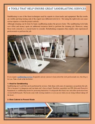 4 Tools that Help Ensure Great Sandblasting Services