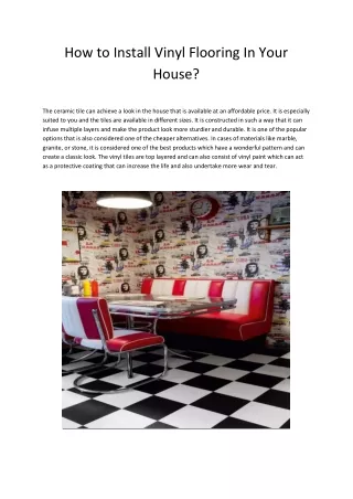 how to install vinyl flooring in your house