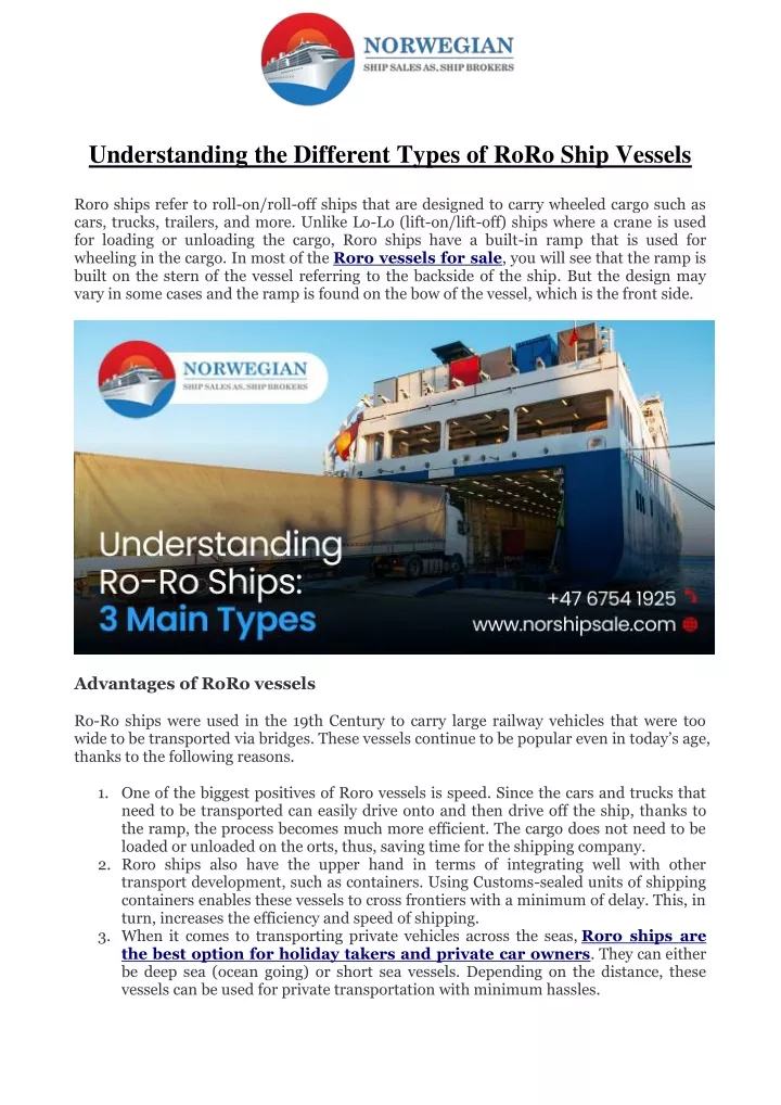 understanding the different types of roro ship