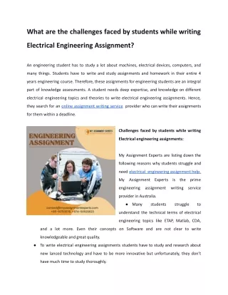 What are the challenges faced by students while writing Electrical Engineering Assignment