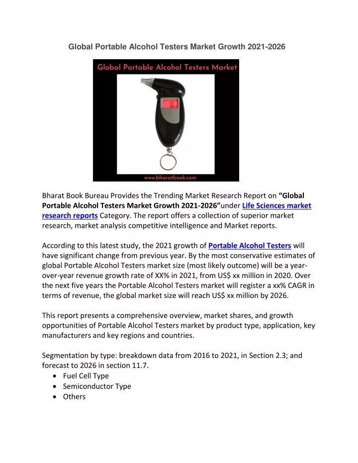 global portable alcohol testers market growth